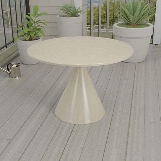 Eula Low Plant Stand Table, 24 Inch Round Tapered Metal Base, White