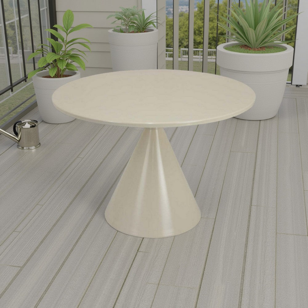 Eula Low Plant Stand Table, 24 Inch Round Tapered Metal Base, White