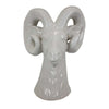 Accent Tabletop Decor, Strong Ram Head Design, White Ceramic 14 Inch