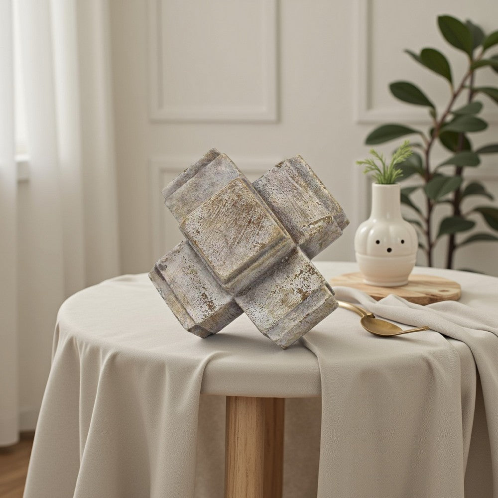 Tabletop Decor, Farmhouse Rustic Accent, Crossed White Ceramic 10 Inch