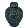 Accent Flower Vase w Lid Rich Textured Deep Blue Ceramic 13 Inch BM331435