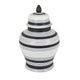 Decorative Jar w Lid Minimalist Contrast White Blue Lines 16 Inch BM331437