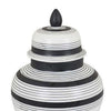 Decorative Jar w Lid Minimalist Contrast White Blue Lines 16 Inch BM331437