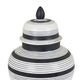 Decorative Jar w Lid Minimalist Contrast White Blue Lines 16 Inch BM331437