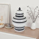 Decorative Jar w Lid, Minimalist Contrast, White Blue Lines, 16 Inch