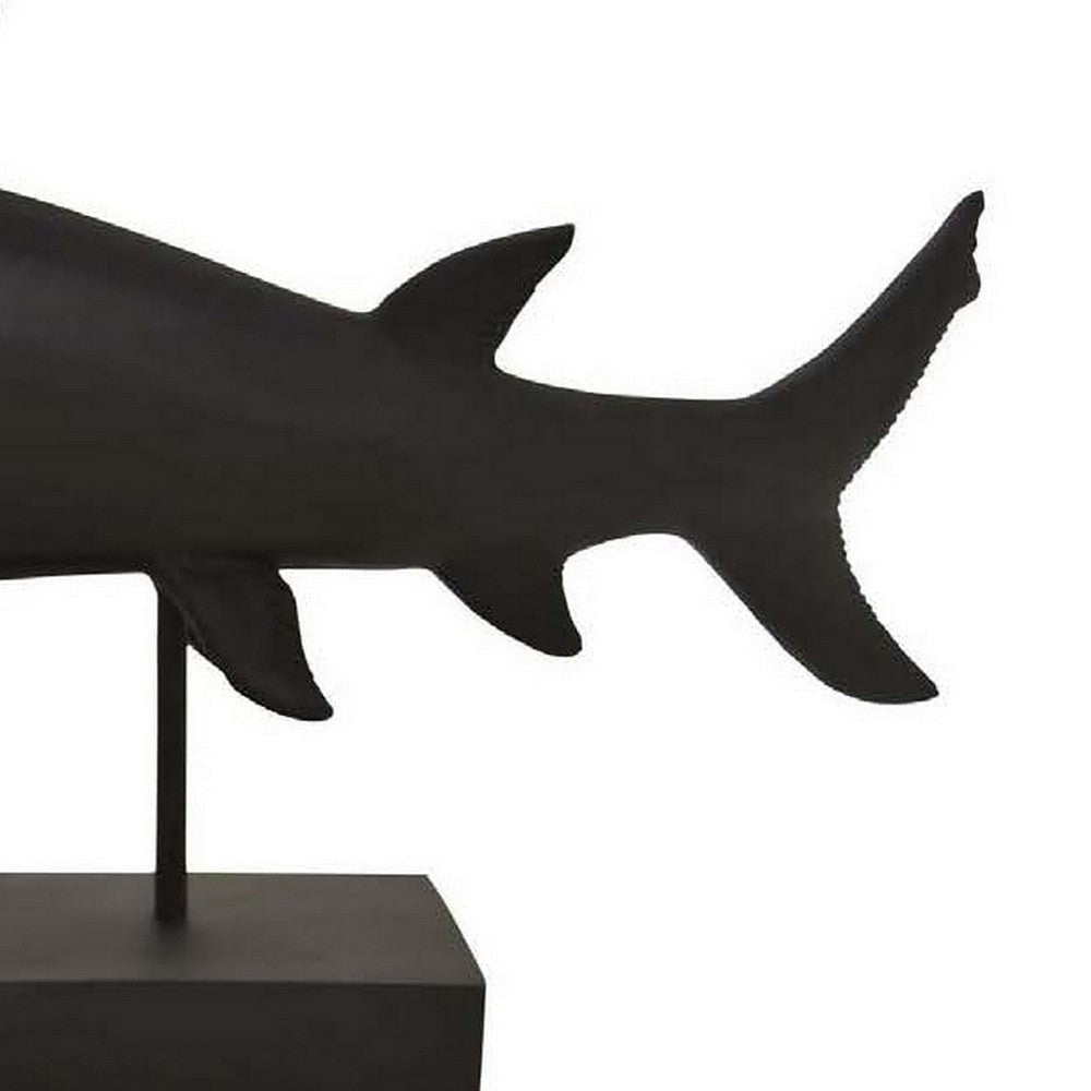 Tabletop Accent Decor Piece Hammerhead Shark 21 Inch Black Resin BM331440