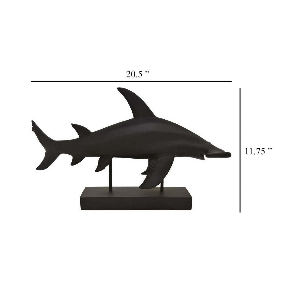 Tabletop Accent Decor Piece Hammerhead Shark 21 Inch Black Resin BM331440
