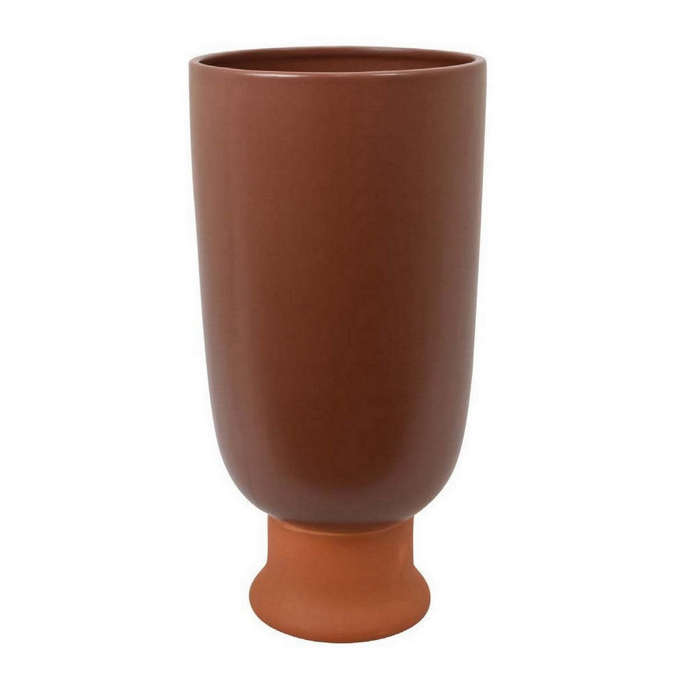 Decorative Vase 15 Inch Tall Modern Accent PIece Brown Ceramic BM331464