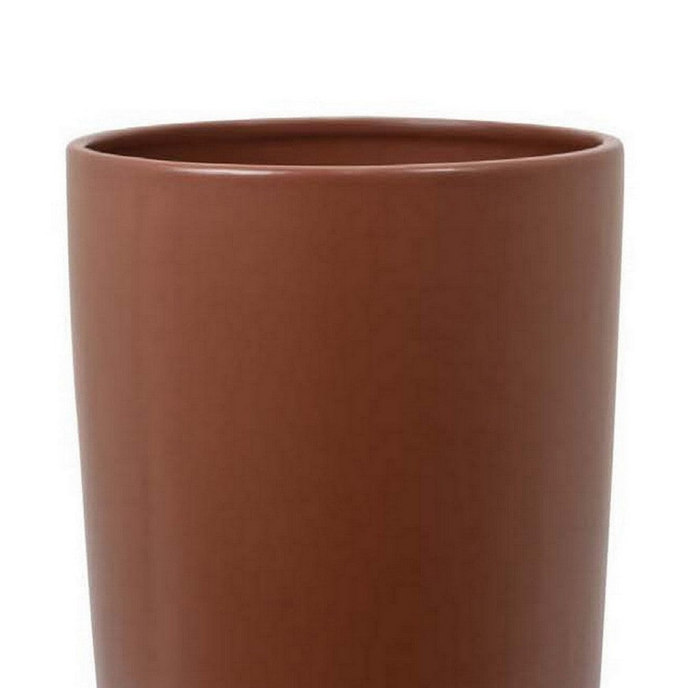 Decorative Vase 15 Inch Tall Modern Accent PIece Brown Ceramic BM331464