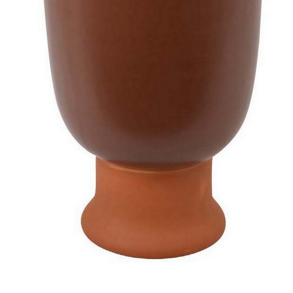 Decorative Vase 15 Inch Tall Modern Accent PIece Brown Ceramic BM331464