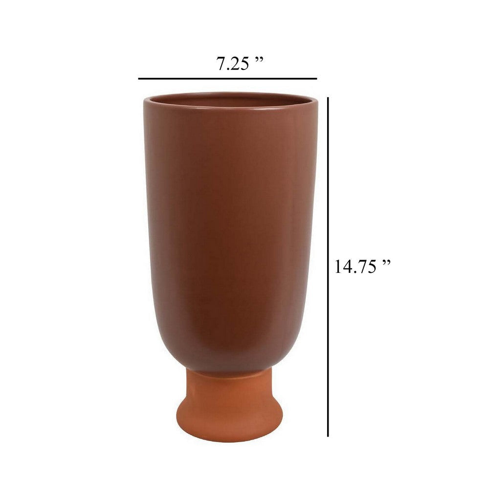 Decorative Vase 15 Inch Tall Modern Accent PIece Brown Ceramic BM331464