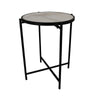 Kiny Accent Plant Stand Table 22 Inch Black Metal Frame White Marble