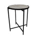 Kiny Accent Plant Stand Table 22 Inch Black Metal Frame White Marble