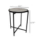 Kiny Accent Plant Stand Table 22 Inch Black Metal Frame White Marble