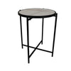 Kiny Accent Plant Stand Table, 22 Inch, Black Metal Frame White Marble