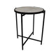 Kiny Accent Plant Stand Table, 22 Inch, Black Metal Frame White Marble