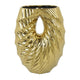 Decorative Vase 16 Inch U Shape Ceramic Body Gold Geometric Pattern BM331467