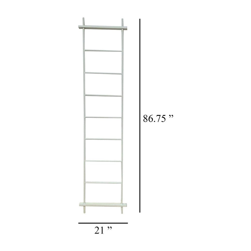 Plant Display Stand 87 Inch 7 Tier Ladder Design White Metal Body BM331474