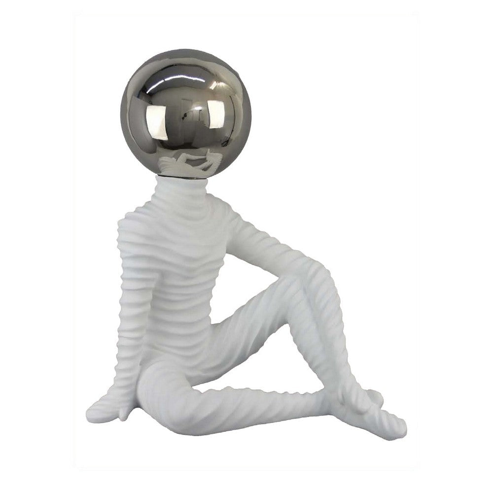Accent Decor Statuette 21 Inch White Ceramic Sitting Astronaut BM331475