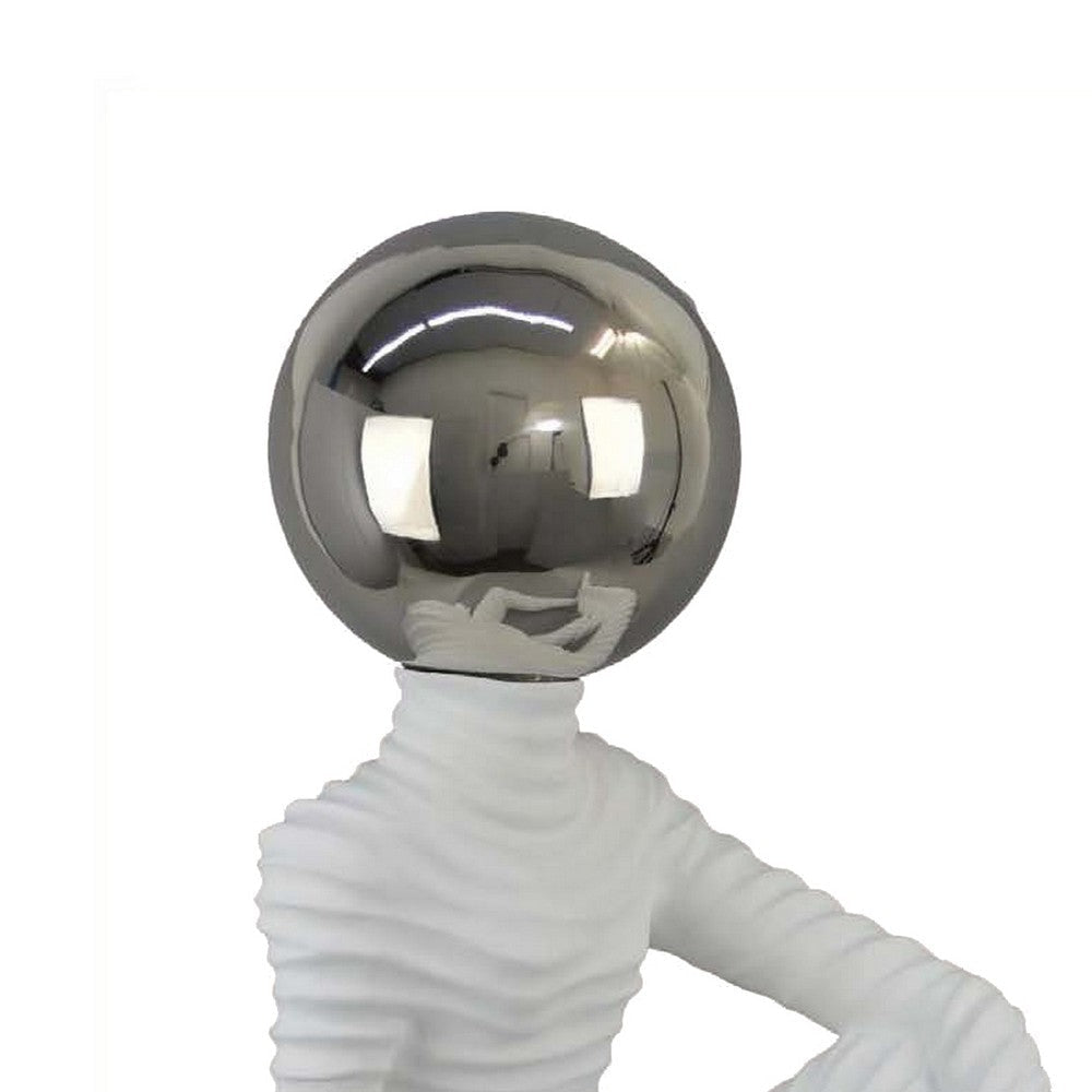 Accent Decor Statuette 21 Inch White Ceramic Sitting Astronaut BM331475