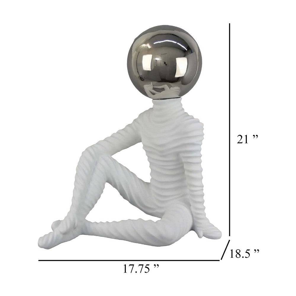 Accent Decor Statuette 21 Inch White Ceramic Sitting Astronaut BM331475