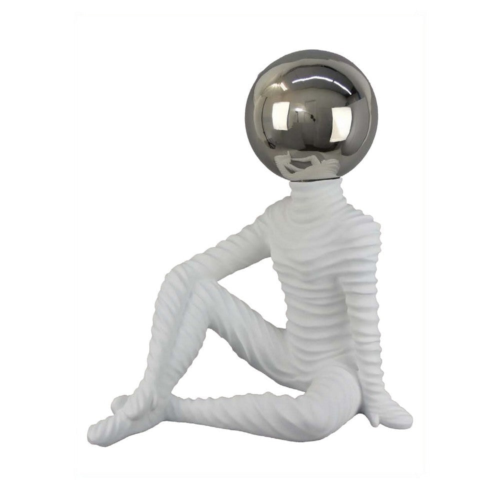 Accent Decor Statuette, 21 Inch White Ceramic, Sitting Astronaut