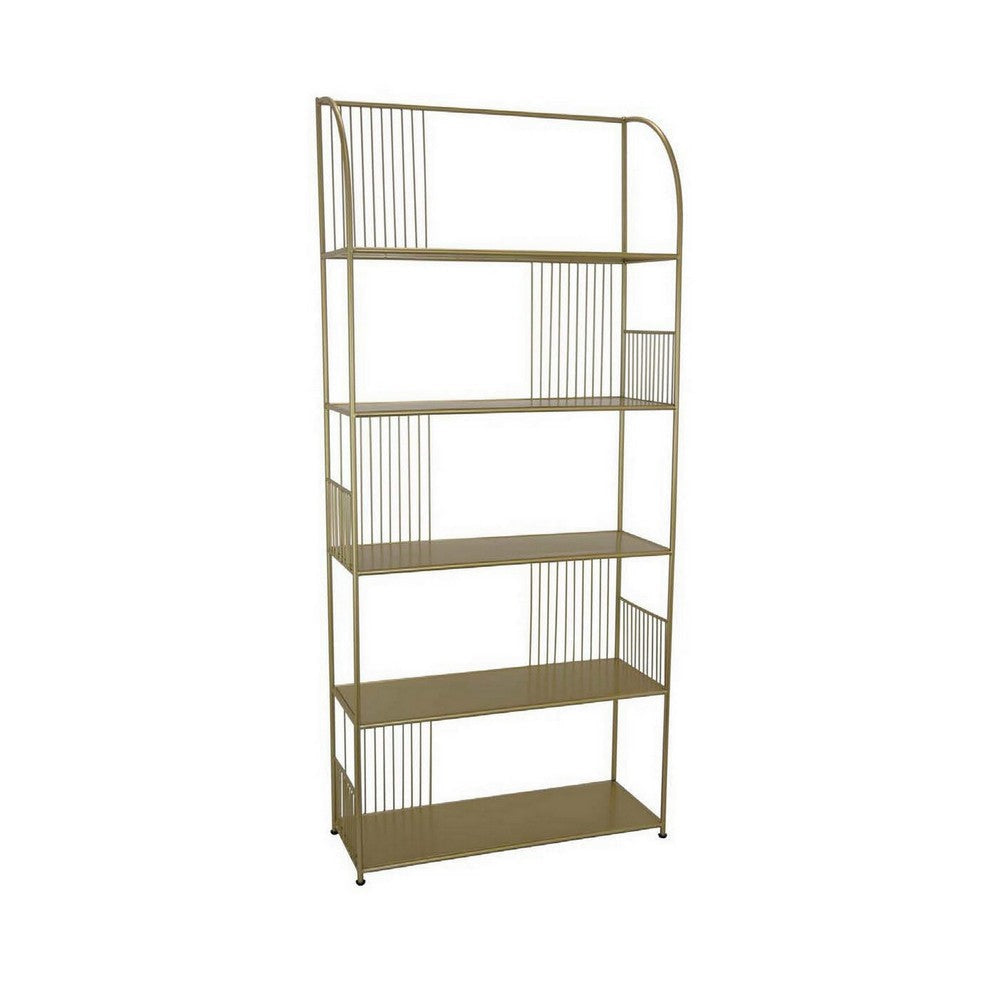 Plant Display Stand, 71 Inch Sleek Gold Metal Frame, 5 Storage Shelves