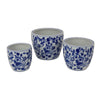 Garden Planter Set of 3 Classical Ceramic Blue White Floral Pattern