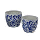 Garden Planter Set of 3 Classical Ceramic Blue White Floral Pattern