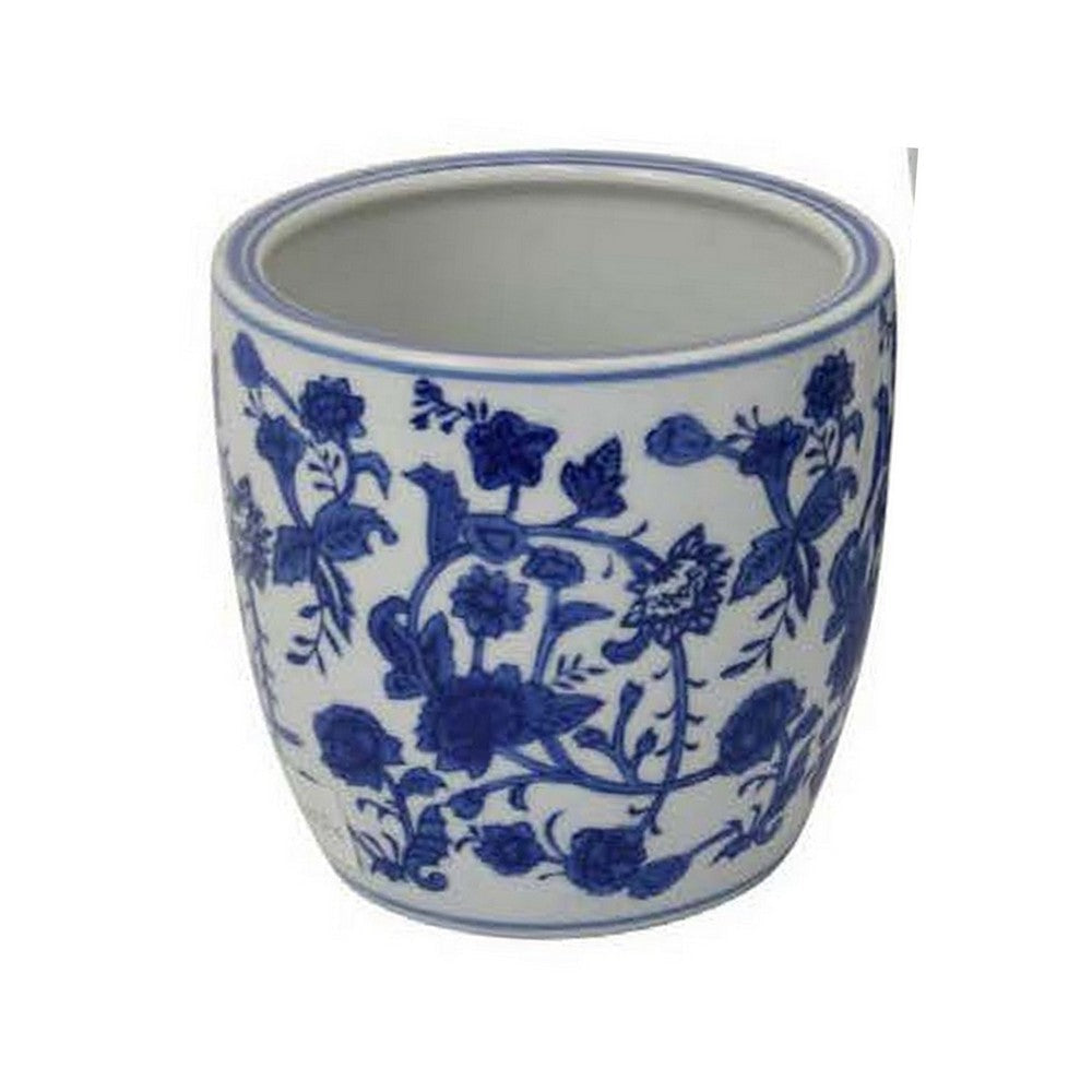 Garden Planter Set of 3 Classical Ceramic Blue White Floral Pattern