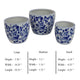 Garden Planter Set of 3 Classical Ceramic Blue White Floral Pattern