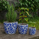 Garden Planter Set of 3, Classical Ceramic Blue White Floral Pattern