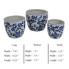 Garden Planter Set of 3 Vintage Style White Blue Floral Ceramic BM331481