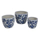 Garden Planter Set of 3, Vintage Style White Blue Floral Ceramic