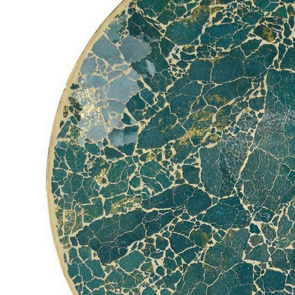 Qwin Decorative Wall Platter 24 Inch Glass Mosaic Pattern in Green