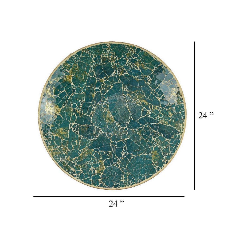Qwin Decorative Wall Platter 24 Inch Glass Mosaic Pattern in Green