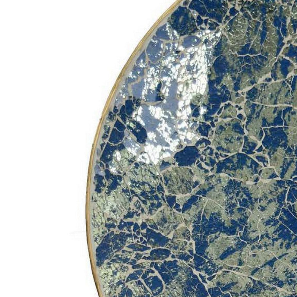 Qwin Decorative Wall Platter 24 Inch Blue Broken Glass Mosaic Pattern