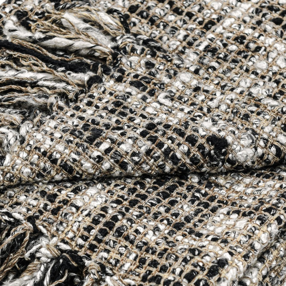 Ivy Accent Throw Blanket, Black Woven Cotton Extra Soft Viscose Fabric