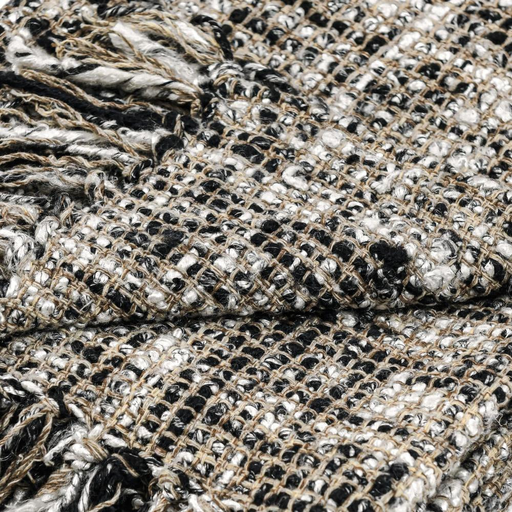 Ivy Accent Throw Blanket Black Woven Cotton Extra Soft Viscose Fabric BM331488