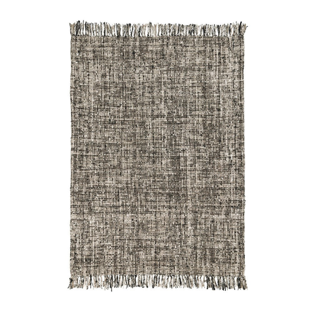 Ivy Accent Throw Blanket, Black Woven Cotton Extra Soft Viscose Fabric