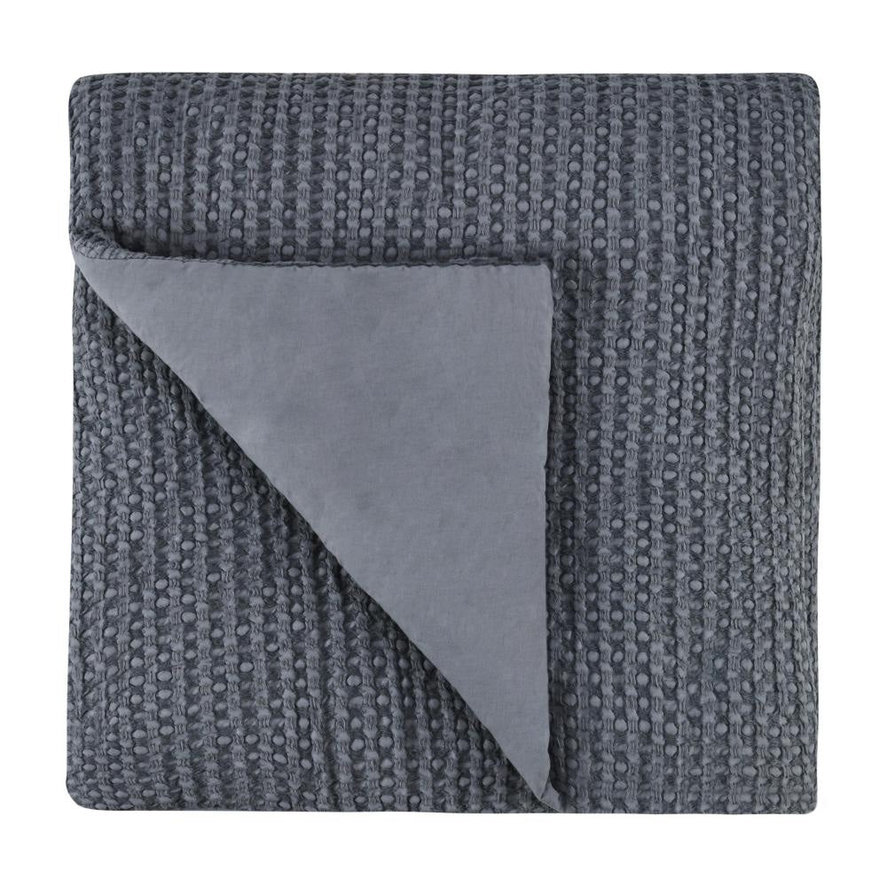 Cae Queen Size Quilt Marina Blue Cotton Extra Soft Belgian Flax Linen BM331490