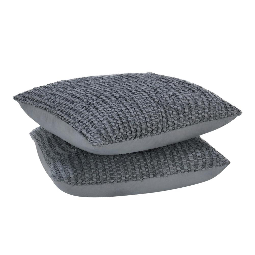 Cae Square Euro Pillow Sham Blue Cotton Belgian Flax Linen 26 Inch BM331492