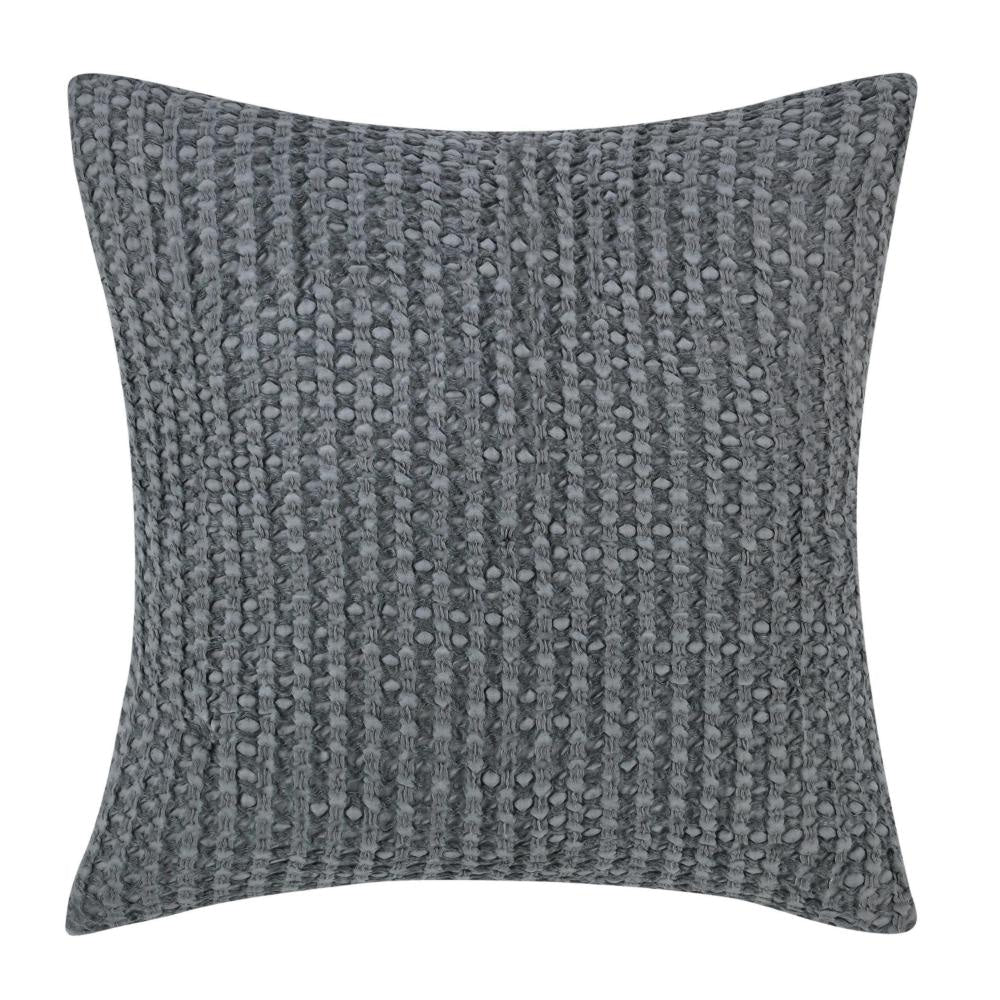 Cae Square Euro Pillow Sham, Blue Cotton, Belgian Flax Linen, 26 Inch