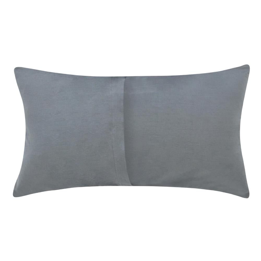 Cae Lumbar King Pillow Sham Blue Cotton Belgian Flax Linen 20x36 BM331493