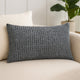 Cae Lumbar King Pillow Sham, Blue Cotton, Belgian Flax Linen, 20x36