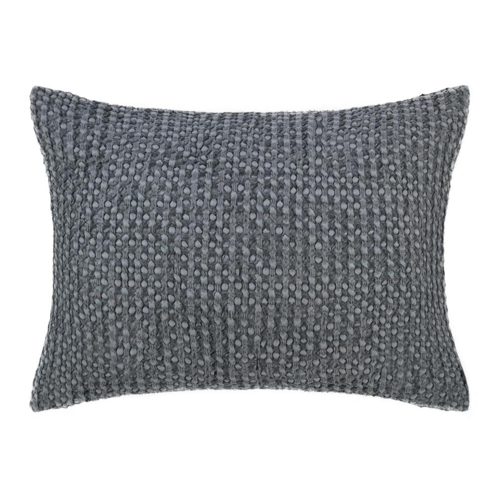 Cae Standard Pillow Sham, Blue Cotton, Belgian Flax Linen, 20x26