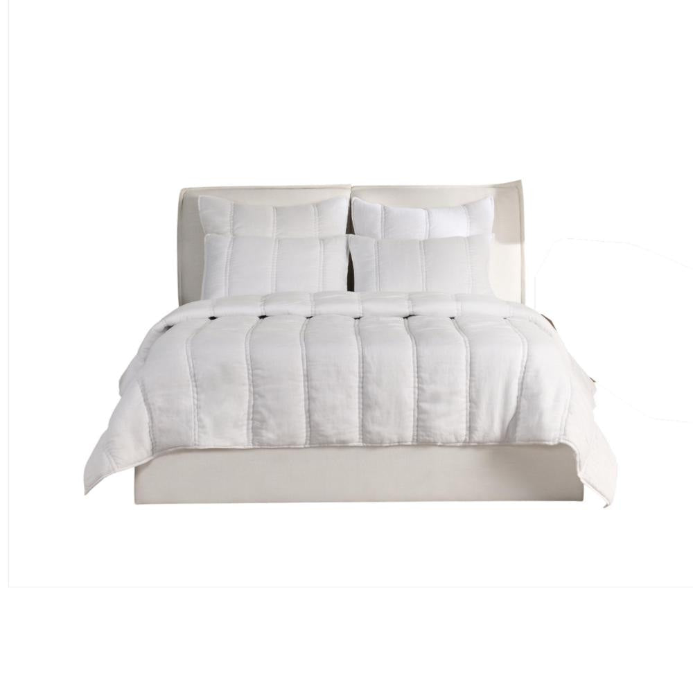 Rawi Queen Size Quilt Channel Stitched White Sustainable Ramie Cotton BM331495