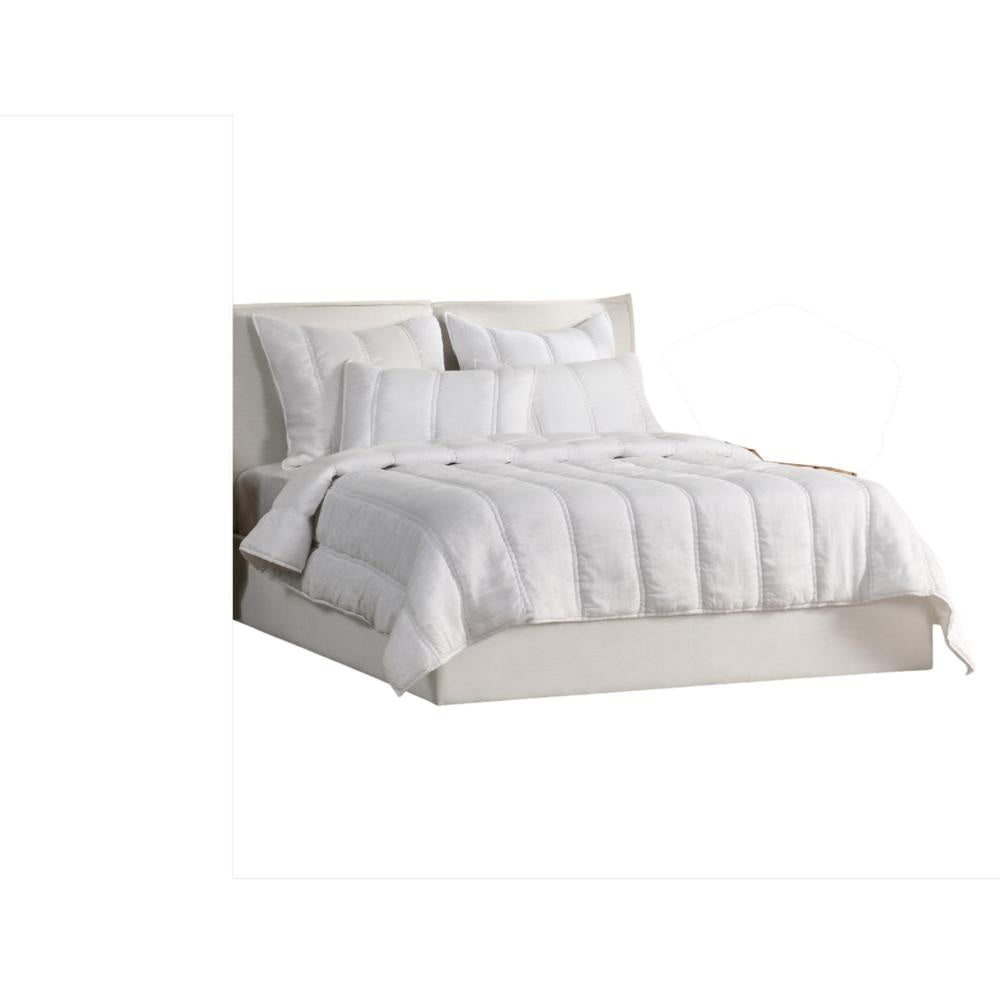 Rawi Queen Size Quilt, Channel Stitched White Sustainable Ramie Cotton