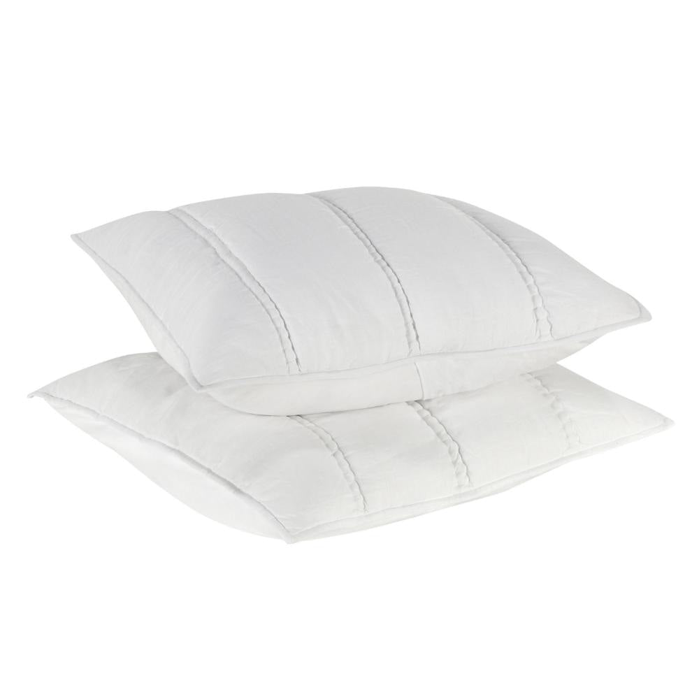 Rawi Square Euro Pillow Sham 26 Inch Channel White Cotton Ramie