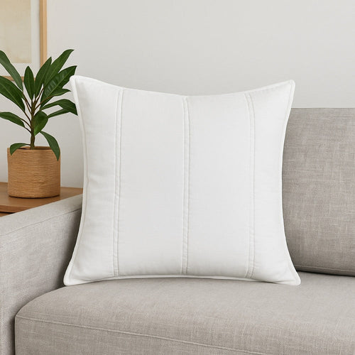 Rawi Square Euro Pillow Sham, 26 Inch Channel White Cotton Ramie